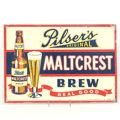 Pilsers Maltcrest Brew 1930s Tin Sign