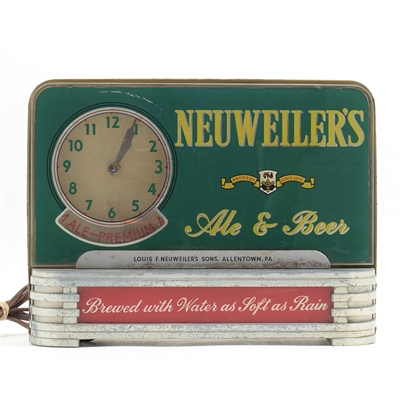 Neuweilers Ale - Beer 1940s Price Bros Illuminated Clock-Sign