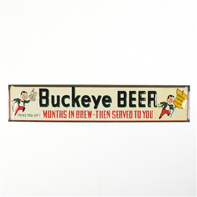 Buckeye Beer 1930s Embossed Tin Sign SWEET