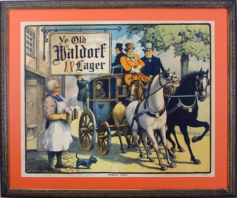 Waldorf Lager "Thirsty Stop" Chromolithograph