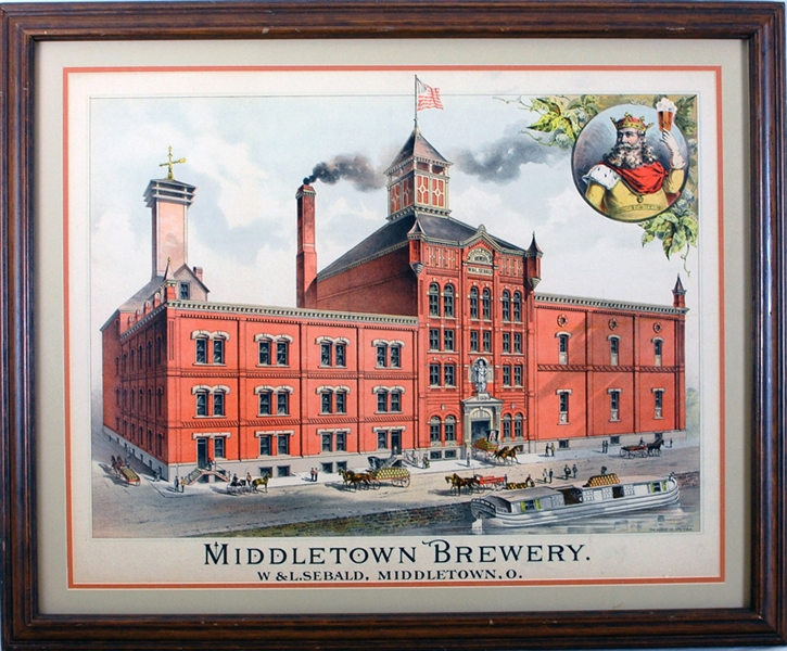 Middletown Brewery W & L Sebald Factory Scene Litho