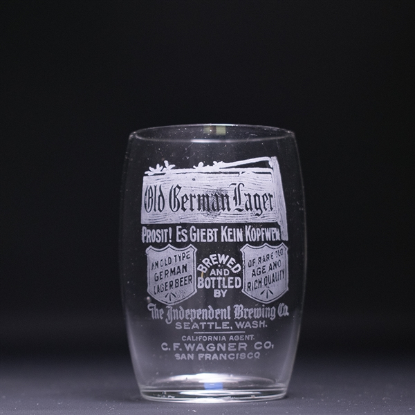 Old German Lager Pre-Prohibition Etched Drinking Glass 