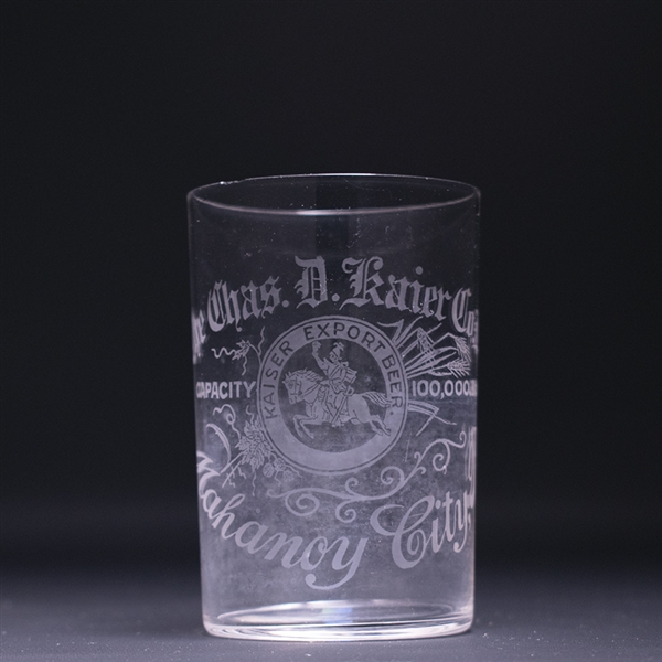 Chas Kaier Pre-Prohibition Etched Drinking Glass 