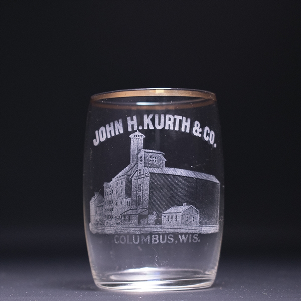 Kurth Factory Scene Pre-Prohibition Etched Drinking Glass 