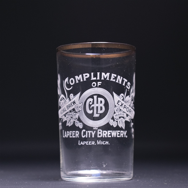 Lapeer City Brewery Pre-Prohibition Etched Drinking Glass 