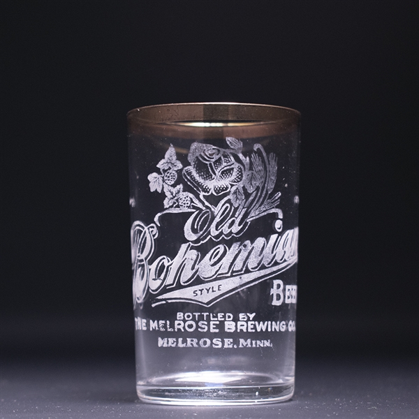 Old Bohemian Beer Pre-Prohibition Etched Drinking Glass 