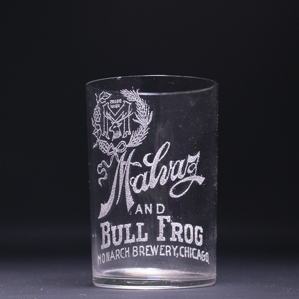 Malvaz-Bull Frog Pre-Prohibition Etched Drinking Glass 