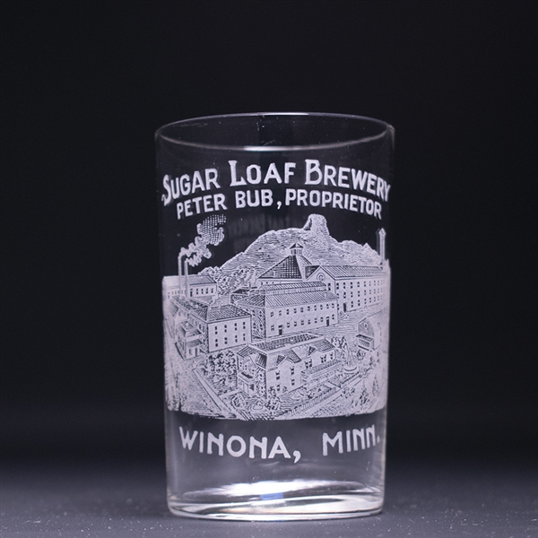 Sugar Loaf Factory Scene Pre-Prohibition Etched Drinking Glass 