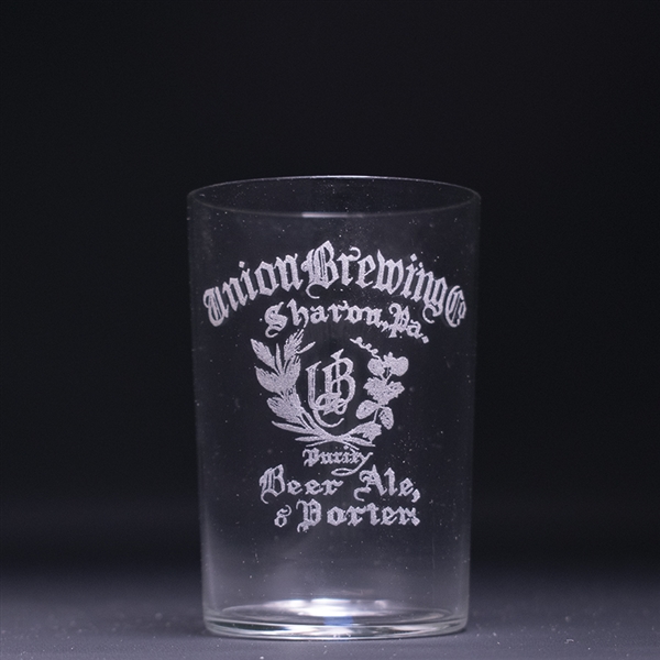 Union Brewing Pre-Prohibition Etched Drinking Glass 