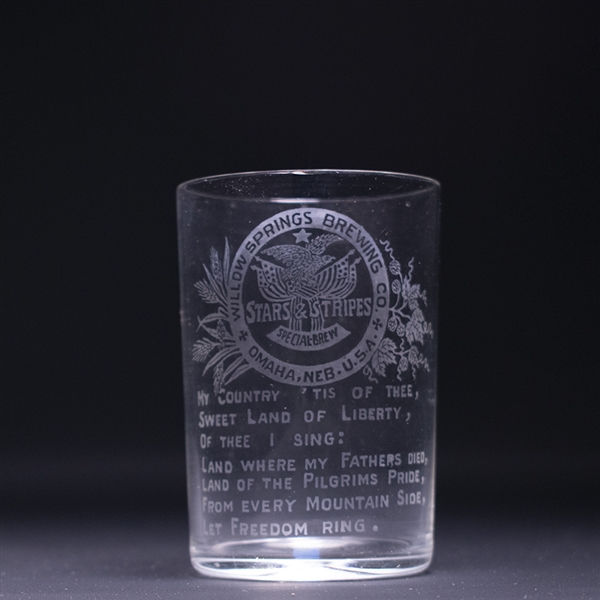 Stars and Stripes Pre-Prohibition Etched Drinking Glass 