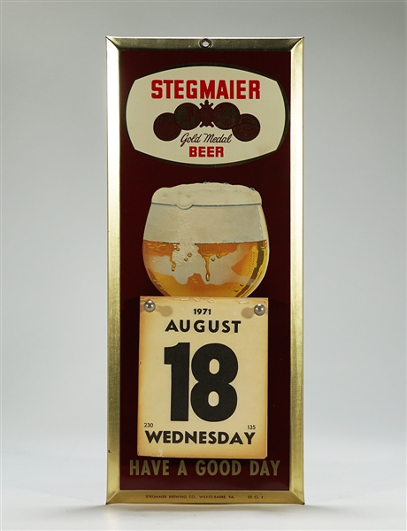 Stegmaier Gold Medal Beer Calendar Sign 