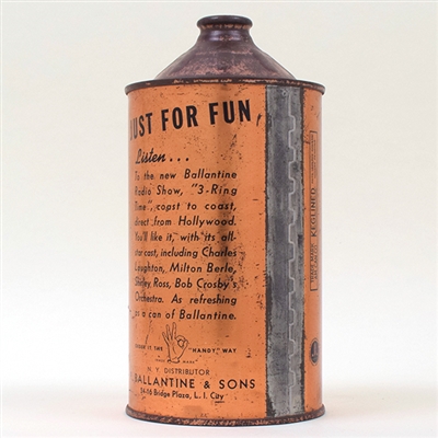 Ballantines Beer Quart Cone Top JUST FOR FUN 202-15