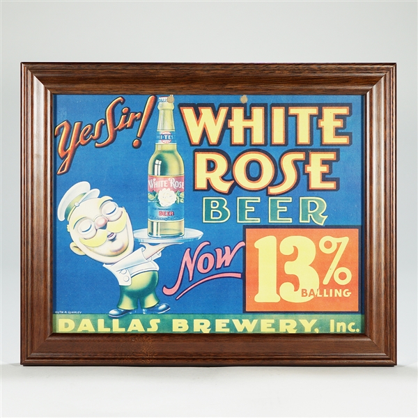 Dallas Brewery White Rose Beer Sign