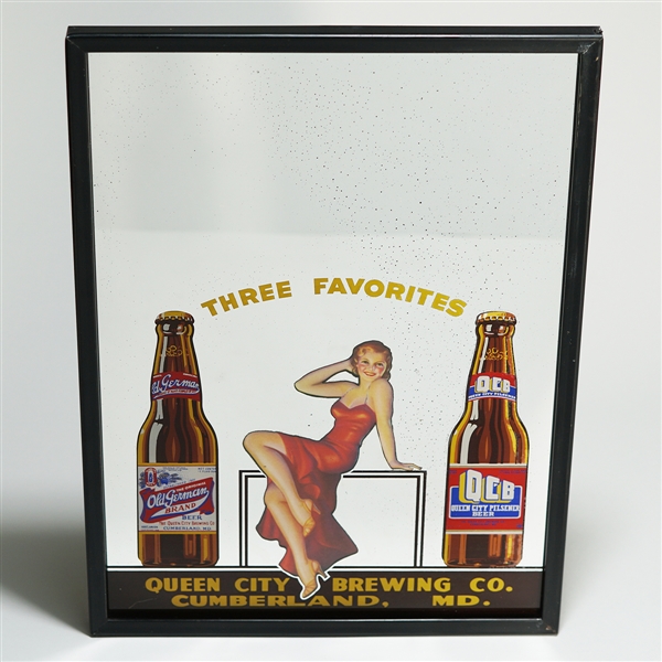 Queen City Brewing Pin-Up Girl Advertising Mirror