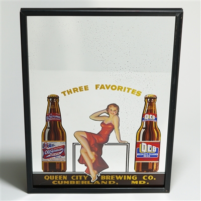 Queen City Brewing Pin-Up Girl Advertising Mirror