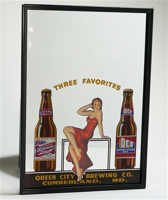 Queen City Brewing Pin-Up Girl Advertising Mirror