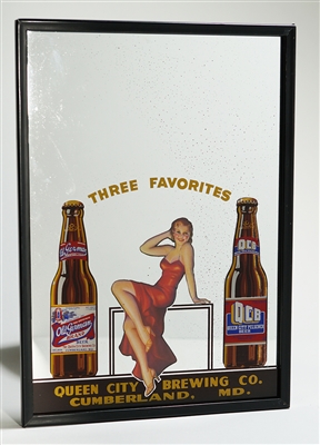 Queen City Brewing Pin-Up Girl Advertising Mirror