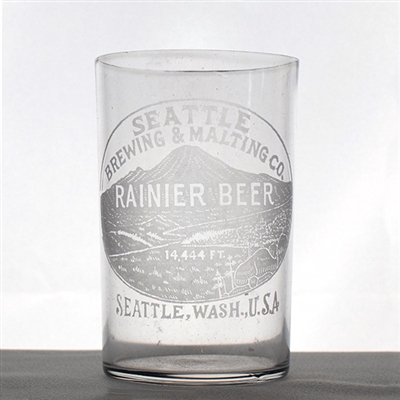 Rainier Beer Mountain Scene Etched Glass
