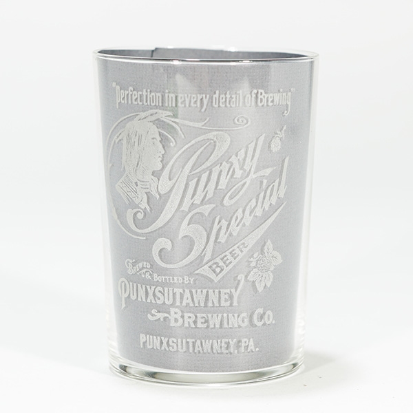 Punxsutawney Brewing NATIVE AMERICAN Etched Glass 