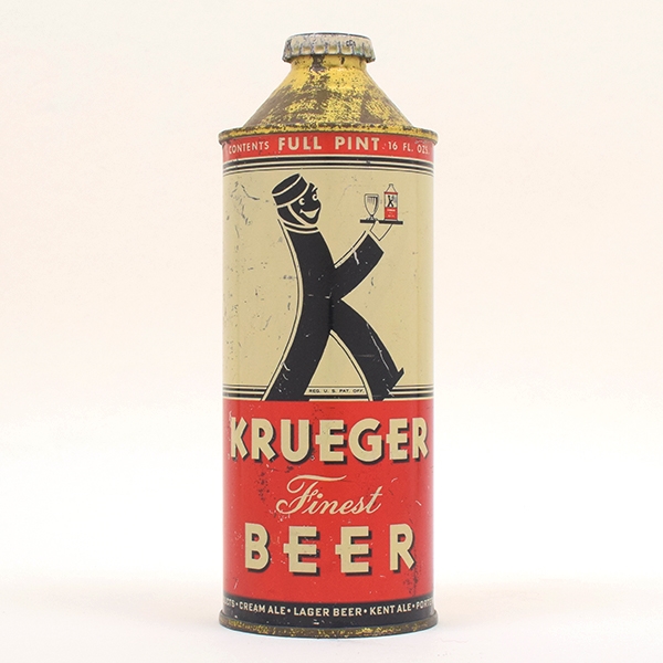 Krueger Finest Beer 16 oz Pint Cone Top RARE 231-21