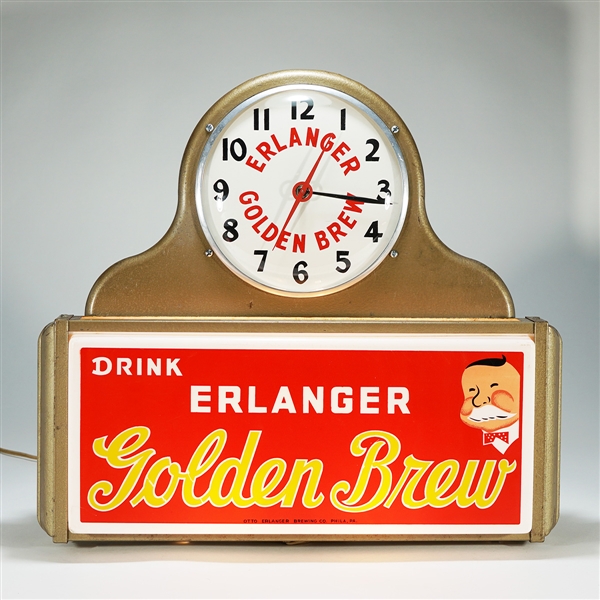 Erlanger Golden Brew Illuminated Sign Clock