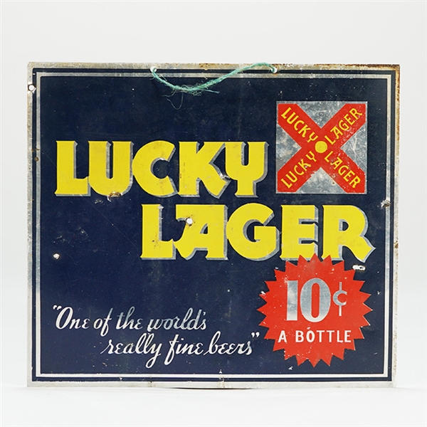 Lucky Lager 10 Cents Bottles Leyse LEE-SEE Aluminum sign