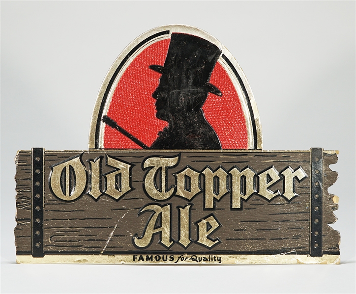 Old Topper Ale Diecut Foil Over Cardboard Sign