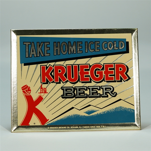 Krueger Take Home Ice Cold Beer Celluloid over TOC Sign