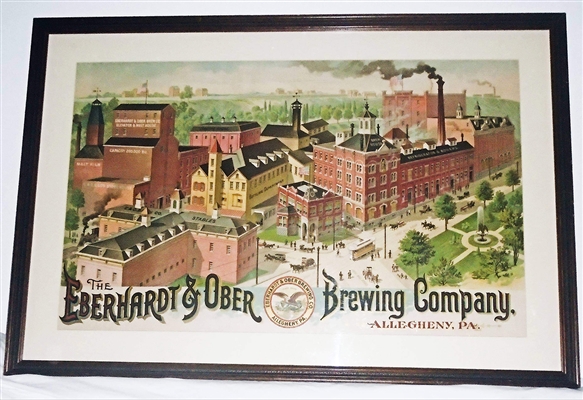 NABA LOT- Eberhardt Ober Brewing Factory Scene Lithograph