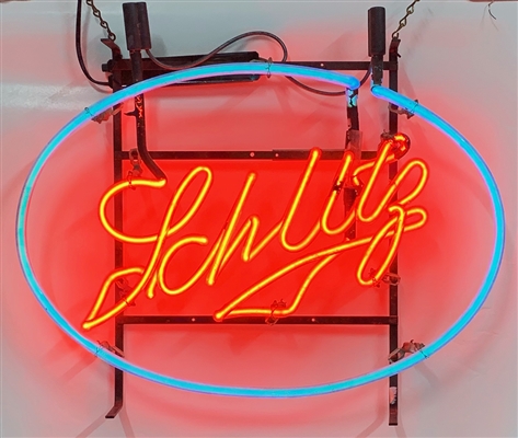 NABA LOT- Schlitz Clear Red Clear Blue Neon Sign