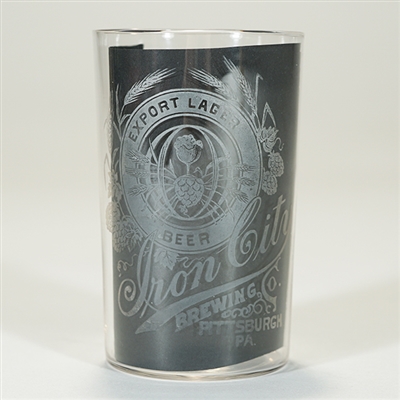 NABA LOT- Iron City Brewing Export Lager Beer Etched Glass RARE