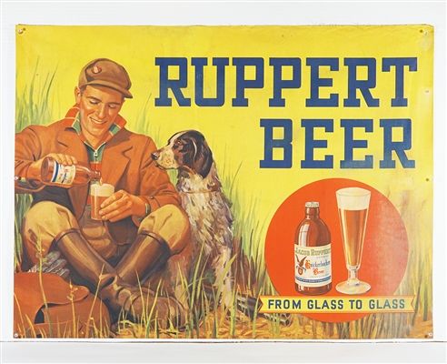 NABA LOT- Ruppert Beer From Glass To Glass Hunting Scene Canvas Sign