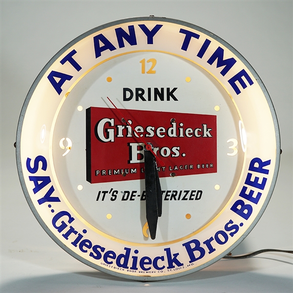 Griesedieck At Any Time Double Bubble Illuminated Clock