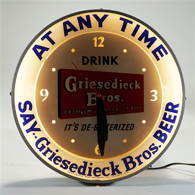 Griesedieck At Any Time Double Bubble Illuminated Clock