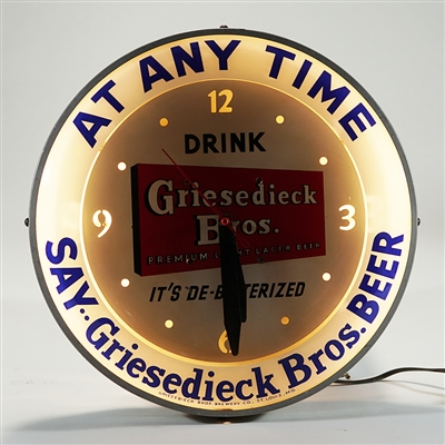 Griesedieck At Any Time Double Bubble Illuminated Clock