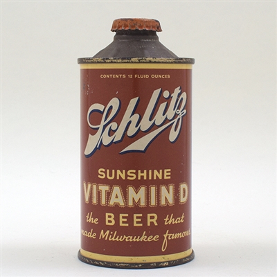 Schlitz Vitamin D Beer Cone Top 183-20 4.75 PERCENT