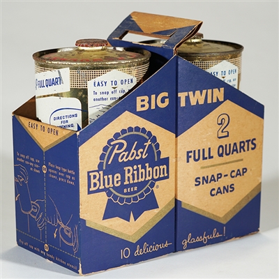 Pabst Blue Ribbon Big Twin Snap-Cap Instructional Quart Cans