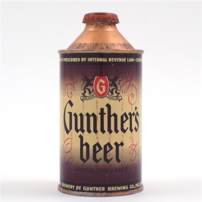 Gunthers Beer Flat Bottom Cone Top AWESOME 168-5