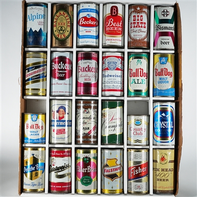 24 Clean Flat Top Beer Cans A-F ONE BID