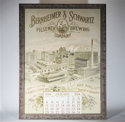 Bernheimer Schwartz Pilsener Brewing Factory Scene Lithograph
