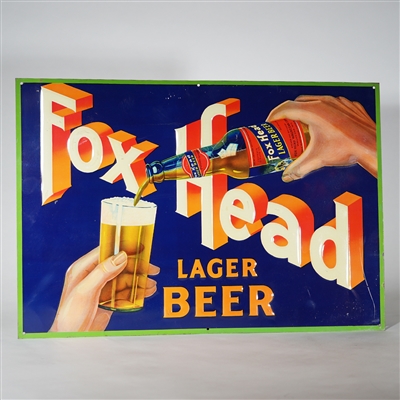 Fox Head Lager Beer Embossed Tin Sign