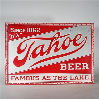 Tahoe Beer Famous as the Lake Embossed Tin Sign