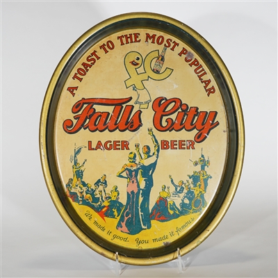 Falls City TOAST TO THE MOST POPULAR Lager Beer Tray