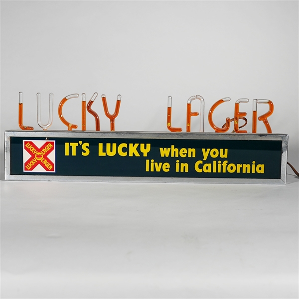 Lucky Lager When You Live in CALIFORNIA ROG BUBBLER Sign 