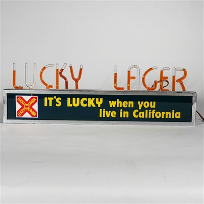 Lucky Lager When You Live in CALIFORNIA ROG BUBBLER Sign 