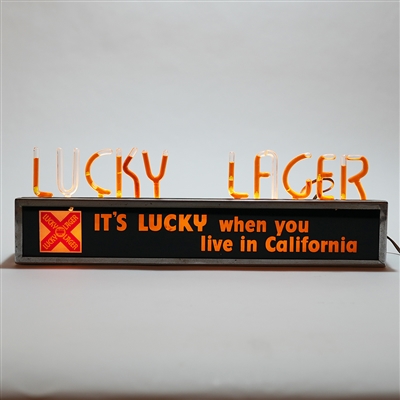 Lucky Lager When You Live in CALIFORNIA ROG BUBBLER Sign 