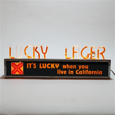 Lucky Lager When You Live in CALIFORNIA ROG BUBBLER Sign 