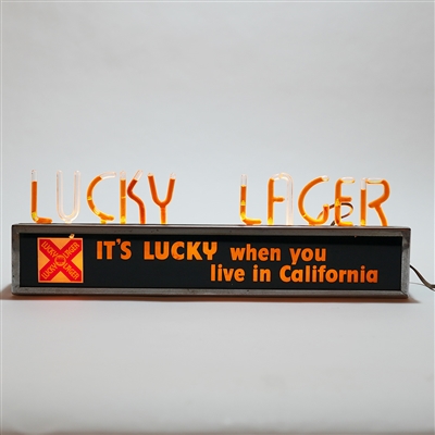 Lucky Lager When You Live in CALIFORNIA ROG BUBBLER Sign 