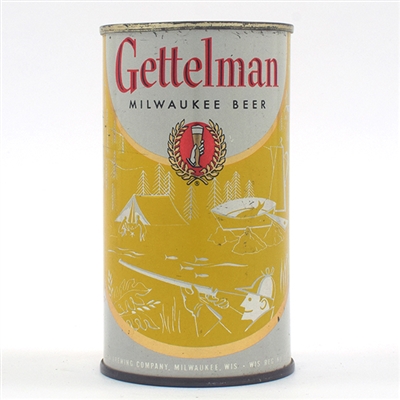 Gettelman Beer Yellow Set Can Flat Top FISHING 69-14
