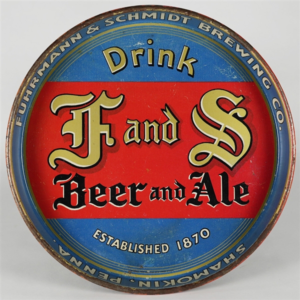 F and S Fuhrmann & Schmidt Beer Advertising Tray